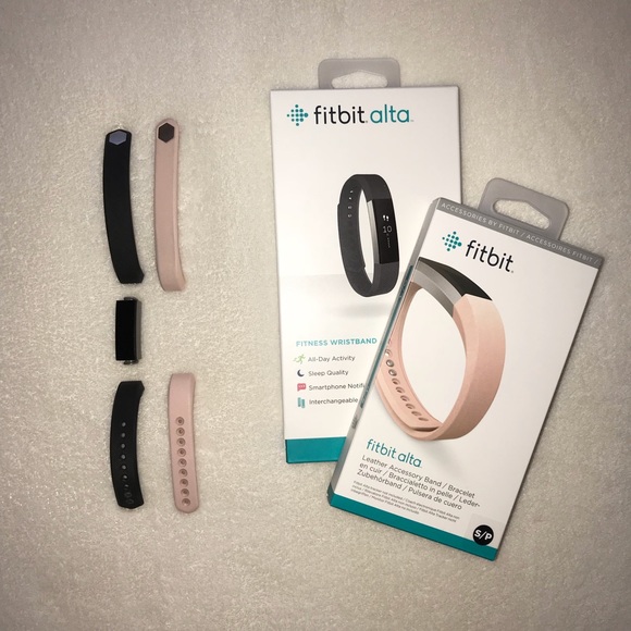 Fitbit Accessories - Fitbit Alta + Pink Leather Band Accessory Bundle